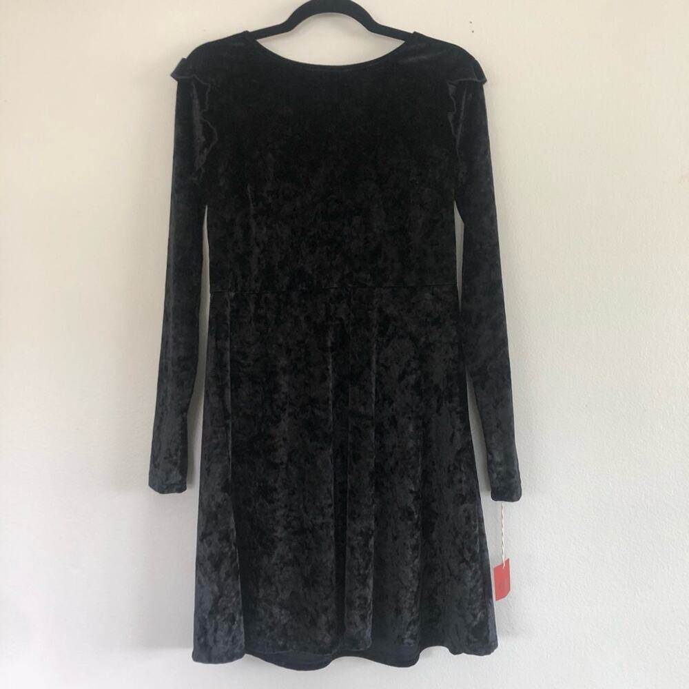 NWT Mossimo Velvet Long Sleeve Dress Ruffle - Picture 3 of 8